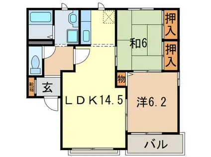 ハイツ岩園(2LDK/2階)の間取り写真