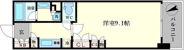 パークアクシス本町(1K/14階)の間取り写真