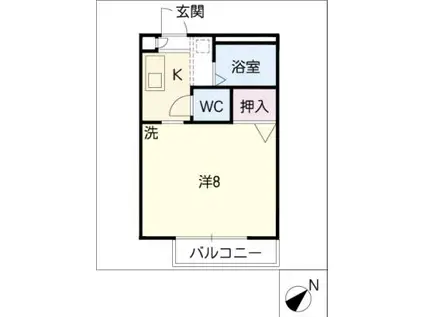 CASA(1K/2階)の間取り写真