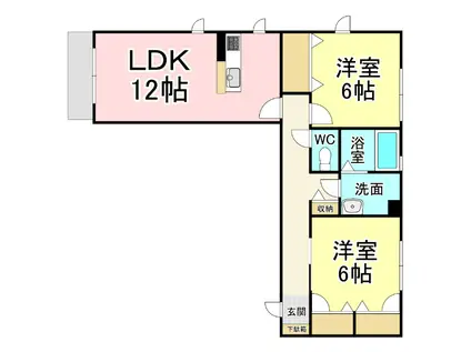 ヴィラウィステリア門司 A棟(2LDK/1階)の間取り写真