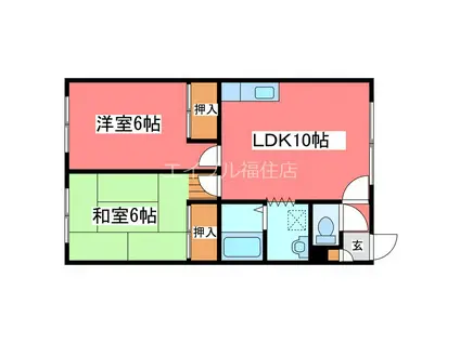 ルブールハヤシ(2LDK/2階)の間取り写真