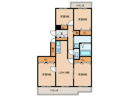 アーバンラフレ志賀 18号棟(4LDK/2階)の間取り写真