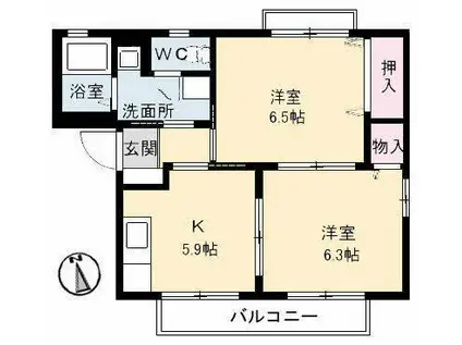 メゾンアムールA棟(2K/2階)の間取り写真