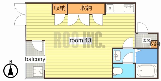 キャッスルコート南新在家(ワンルーム/2階)の間取り写真