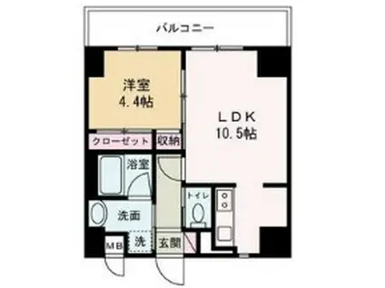 GLANZ高尾町(1LDK/7階)の間取り写真
