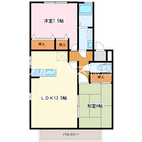 リージャ・パレB(2LDK/1階)の間取り写真