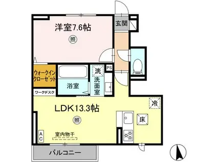 アベリア(1LDK/1階)の間取り写真