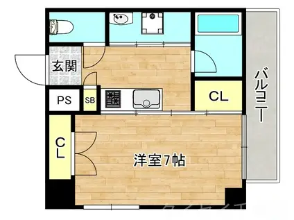 ドムス蒲生(1K/9階)の間取り写真