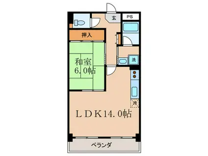メゾンドセレサ(1LDK/2階)の間取り写真