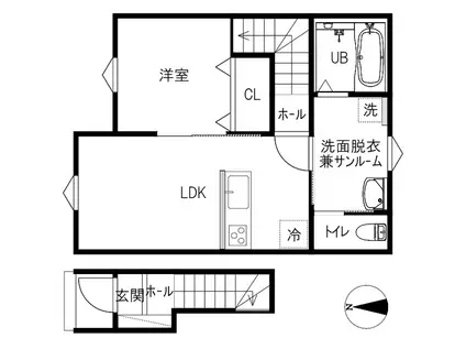 野々彩ヴィレッジ(1LDK/2階)の間取り写真