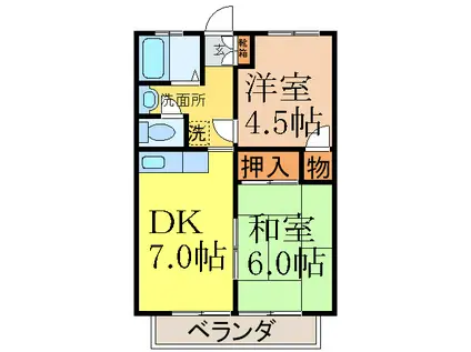 ウィンヒル上郡I(2DK/2階)の間取り写真