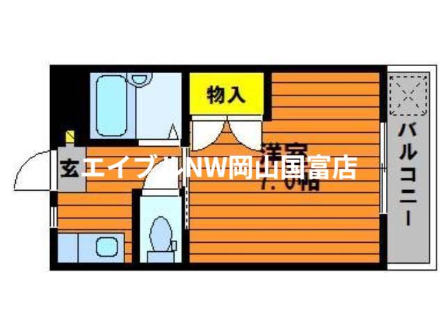 リトルハイム長岡61(1K/2階)の間取り写真