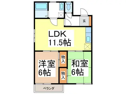 タウンJNTK F(2LDK/1階)の間取り写真