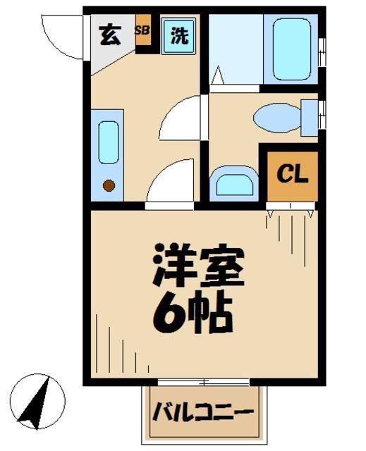 プレナスみなみ野(1K/1階)の間取り写真