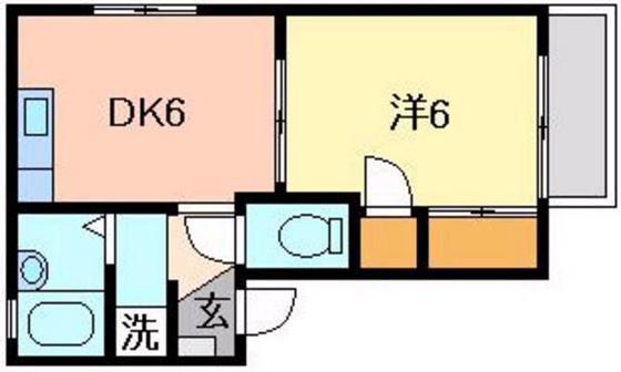 サンヒルズ比治山(1DK/1階)の間取り写真