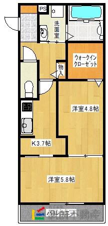 D-ROOM桜雲(2K/2階)の間取り写真