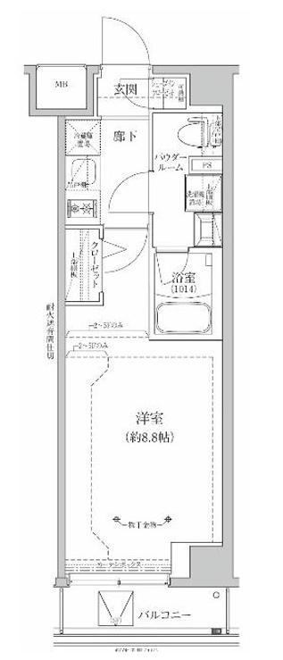 RELUXIA GRANDE 川崎大師公園(1K/1階)の間取り写真