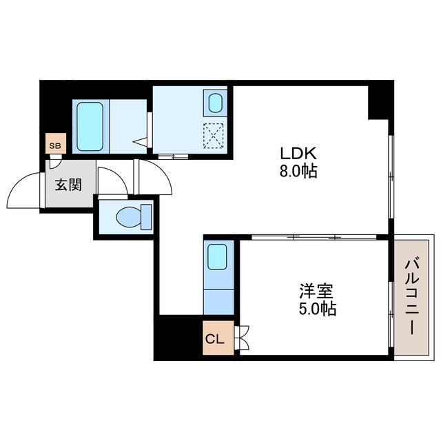 レジディア桑園(1LDK/3階)の間取り写真