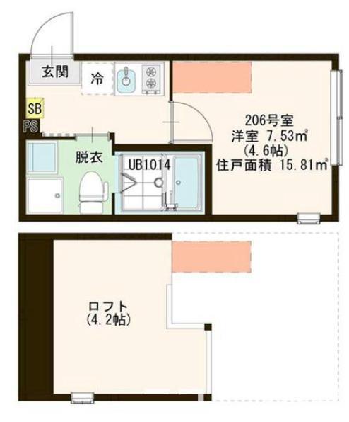 ハーモニーテラス上井草III(ワンルーム/2階)の間取り写真