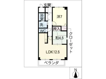 常磐ハイツ(2LDK/3階)の間取り写真