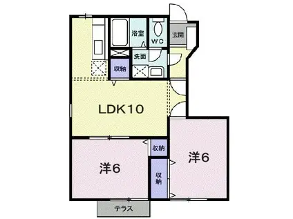 サニーハウス城西(2LDK/1階)の間取り写真