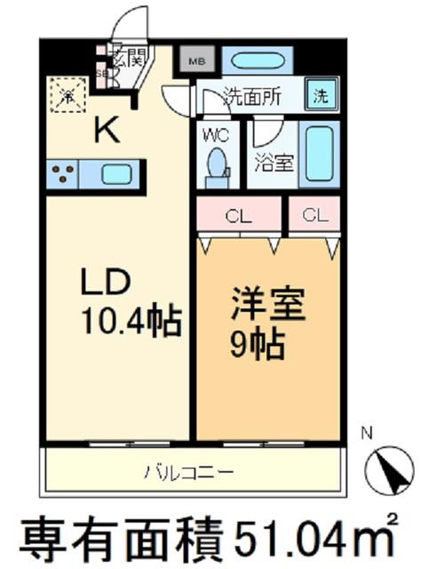 メインステージ王子(1LDK/13階)の間取り写真