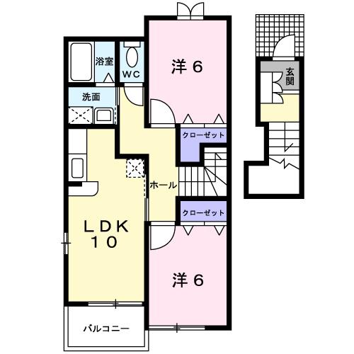 ドルフ・サンフラワー III(2LDK/2階)の間取り写真
