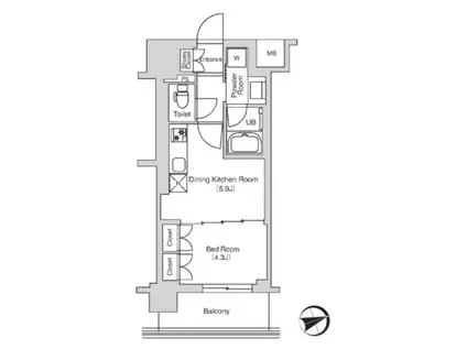 エミリブ鷺ノ宮(1DK/2階)の間取り写真