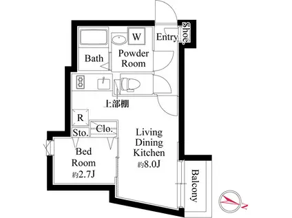 グランパセオ目黒洗足(1LDK/3階)の間取り写真