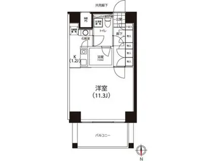 クイズ恵比寿 4階(1K/4階)の間取り写真