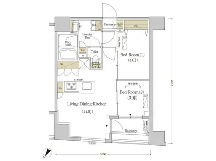 アーバネックス日本橋水天宮(2LDK/4階)の間取り写真