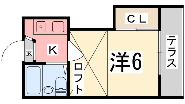 SMILE伊伝居(1K/1階)の間取り写真
