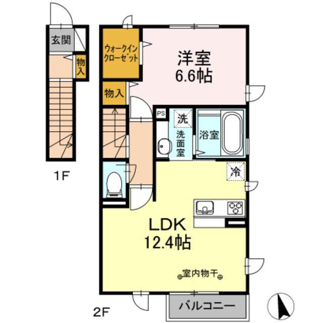 サンコート宮沢(1LDK/2階)の間取り写真