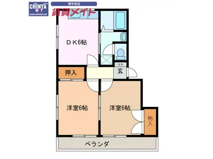 サンライズ(2DK/3階)の間取り写真