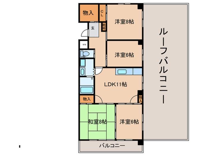 メロディーハイム(4LDK/5階)の間取り写真