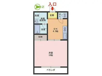 ラ・ヴィータ(1DK/3階)の間取り写真