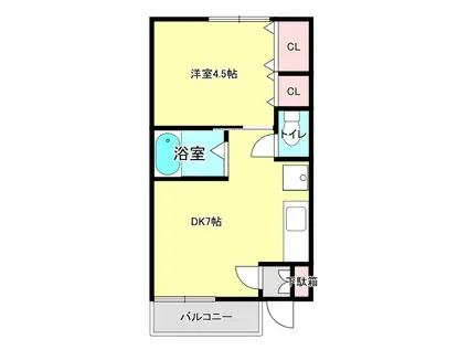 ロイヤルコーポ久田(1DK/2階)の間取り写真