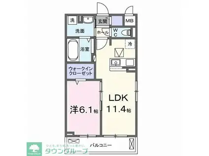 ベルヒルズノース(1LDK/1階)の間取り写真