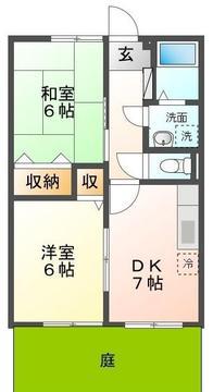 ジョイフル春日(2DK/1階)の間取り写真