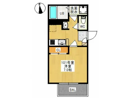 REGALEST 十日市(1K/1階)の間取り写真