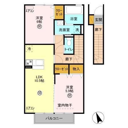 アリビオ(2LDK/1階)の間取り写真