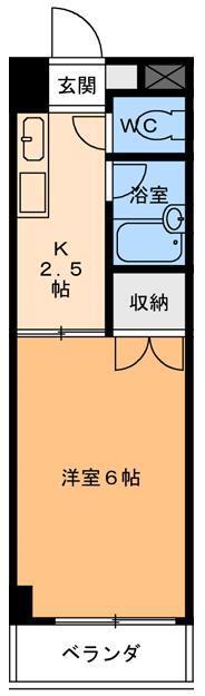 シャルル南サヤ(1K/3階)の間取り写真