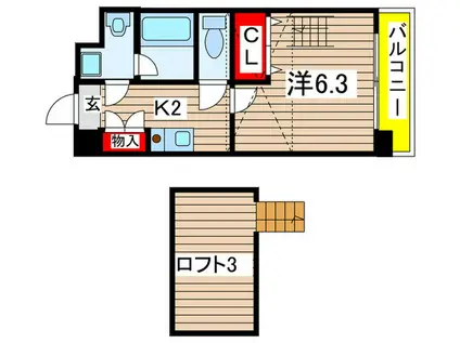 御器所フォーラム(1K/2階)の間取り写真