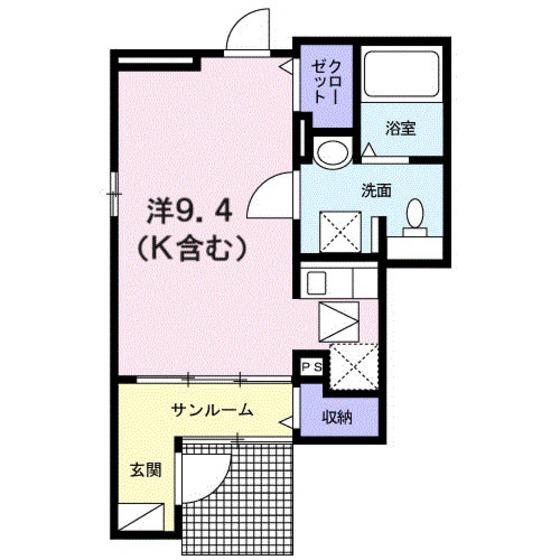 ラルーチェ(ワンルーム/1階)の間取り写真