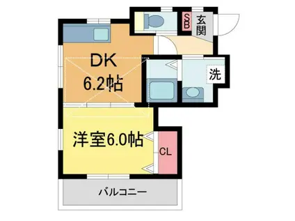 ガーデンズウエスト青樹(1DK/2階)の間取り写真