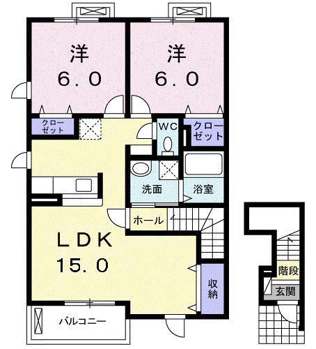 ベルデ ブリッサI(2LDK/2階)の間取り写真