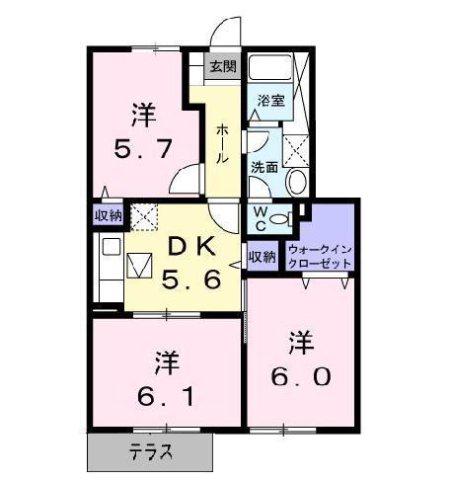 カシオペア・II(3DK/1階)の間取り写真