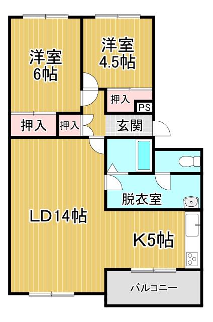 ラポレール楓(2LDK/5階)の間取り写真
