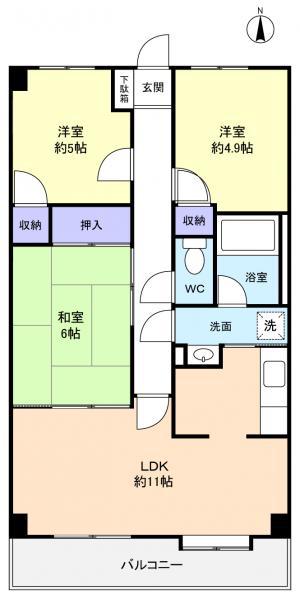 グリーンアーク勝田台(3LDK/3階)の間取り写真