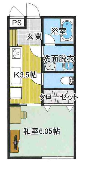 広野ハイツ(1K/1階)の間取り写真